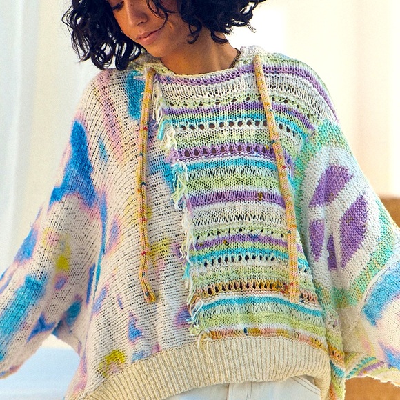 Free People Tops - Free People RARE flower child serene dream hoodie poncho